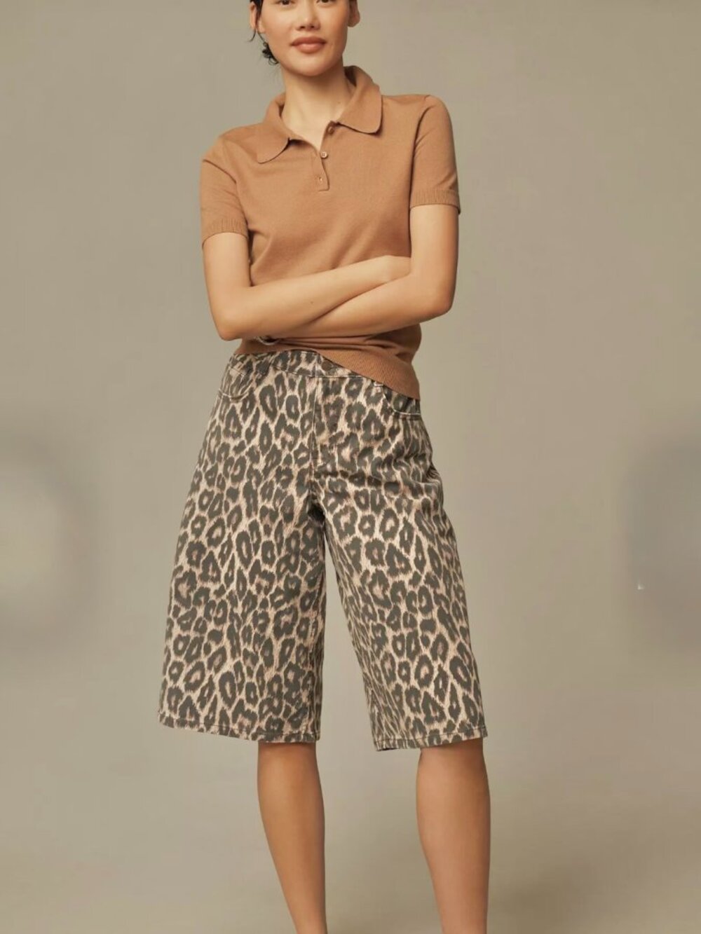 Anthropologie Pilcro Cheetah-Print Bermuda Shorts